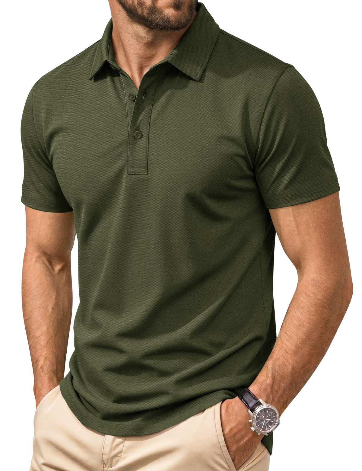 Cotrasen Men's Polo Shirts Short Sleeve Cotton Pique Classic Golf Shirts