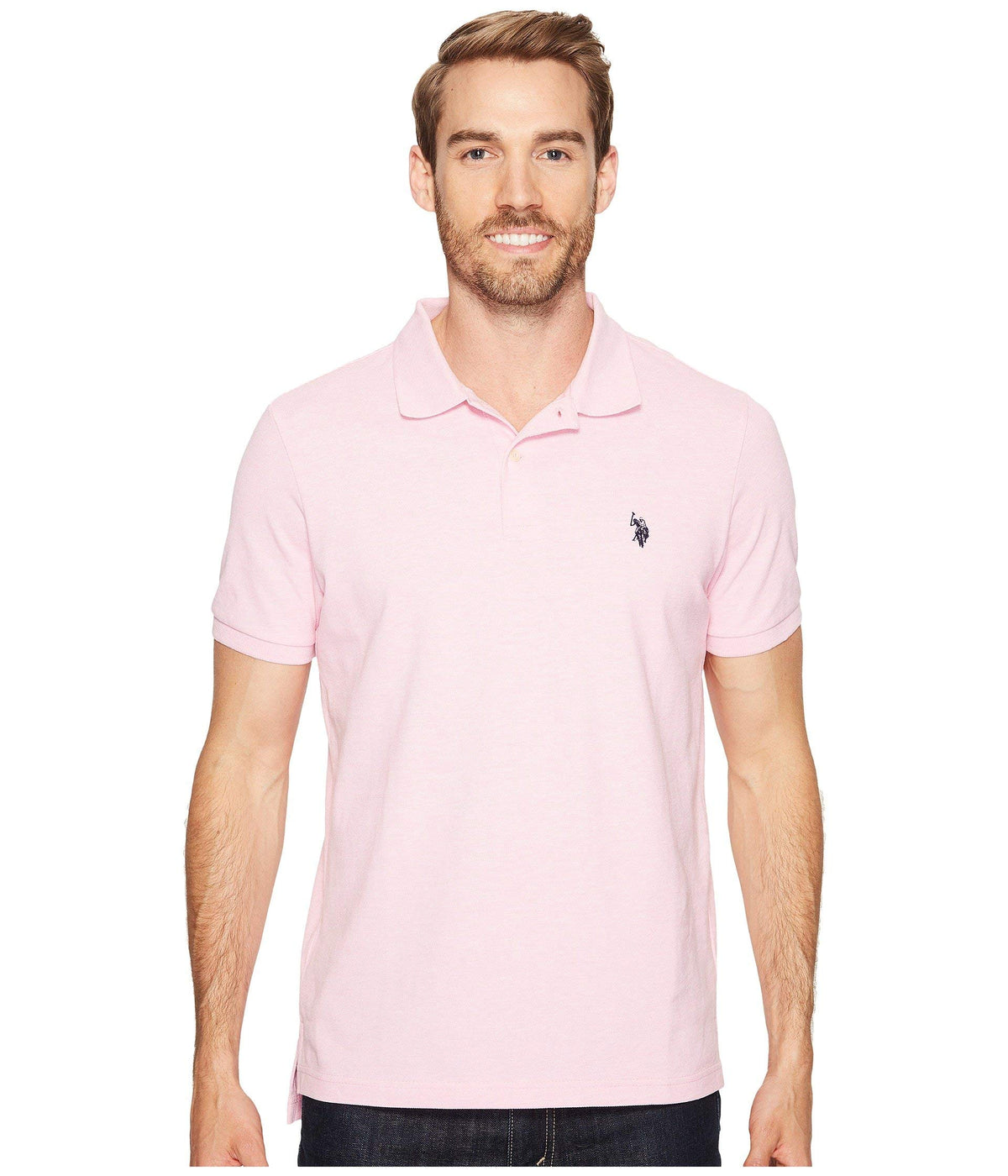 U.S. Polo Assn. Men's Classic Polo Shirt, Two-Button Closure Pique Polo Shirt, Summer Fashion Golf Shirt