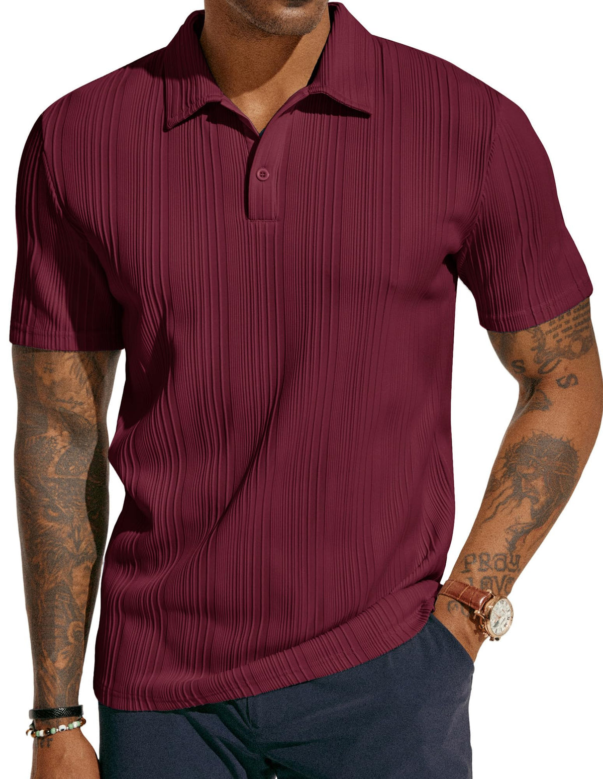 PJ PAUL JONES Mens Polo Shirts Short Sleeve Textured Knit Polos