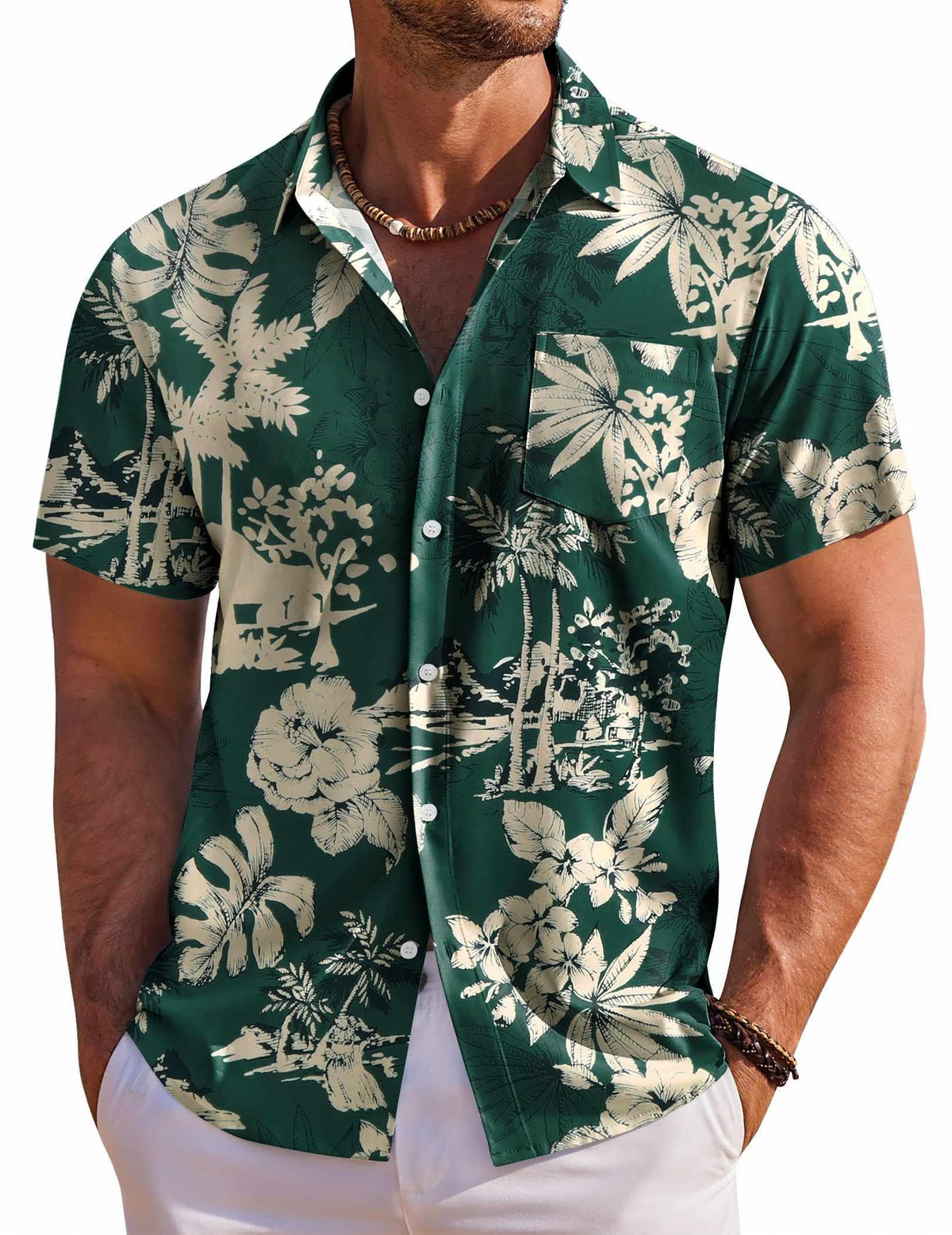 COOFANDY Men's Hawaiian Shirt Short Sleeve Floral Button Down Shirts Tropical Holiday Beach Shirts