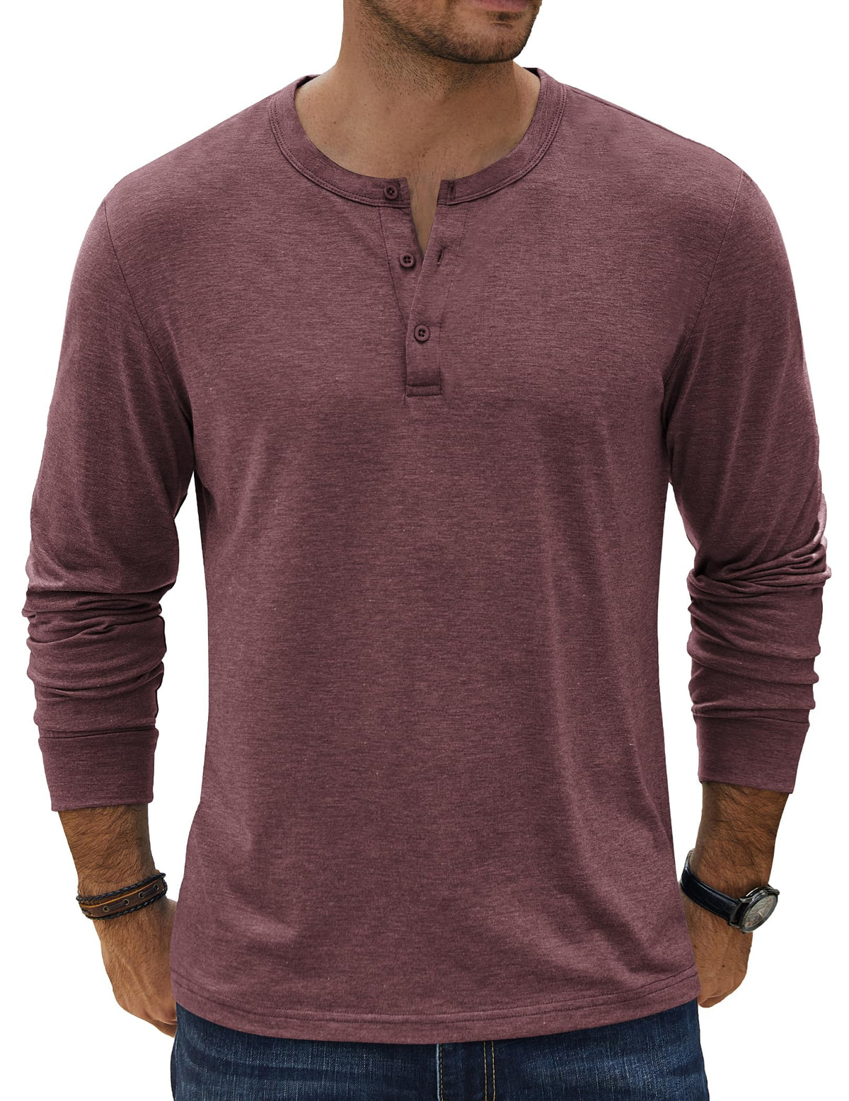COOFANDY Men's Henley T-Shirt Long Sleeve Casual Lightweight Pullover Shirts Soft Stretch Basic Tees Fall Tops