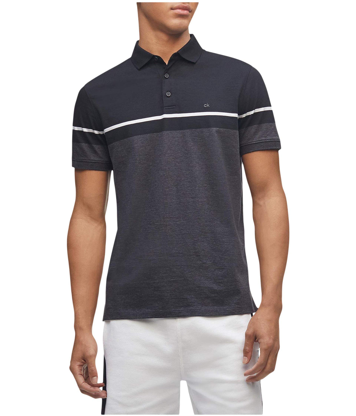 Calvin Klein Men's Liquid Touch Polo Stripe with UV Protection