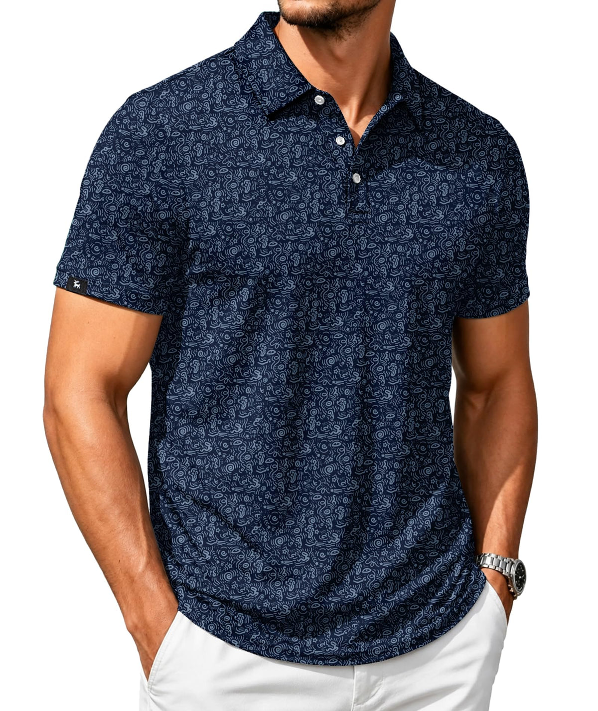 SWISSWELL Men's Moisture Wicking Performance Collared Short Sleeve Golf Shirt