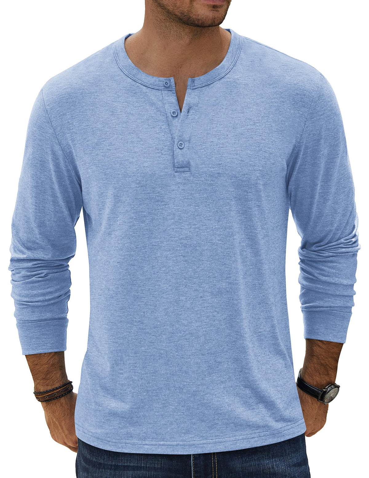 COOFANDY Men's Henley T-Shirt Long Sleeve Casual Lightweight Pullover Shirts Soft Stretch Basic Tees Fall Tops