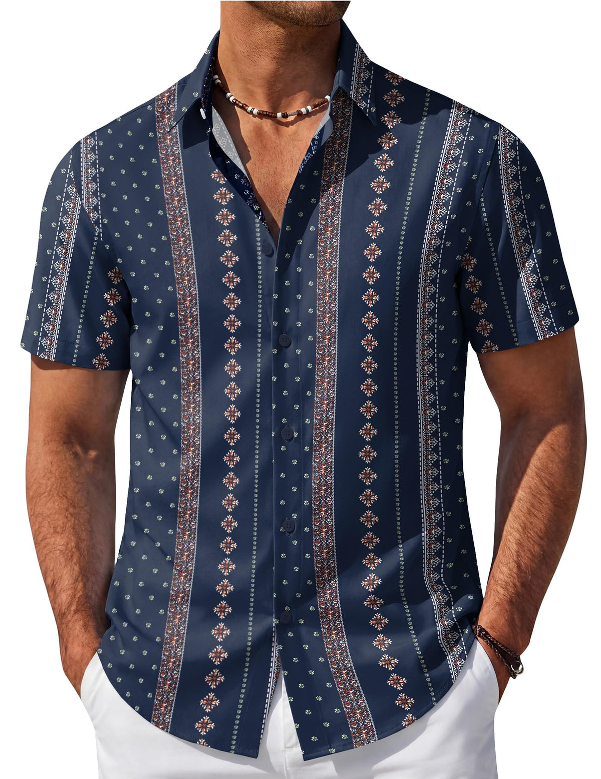COOFANDY Mens Hawaiian Shirt Short Sleeve Button Down Beach Vacation Shirt Retro Summer Tropical Shirts