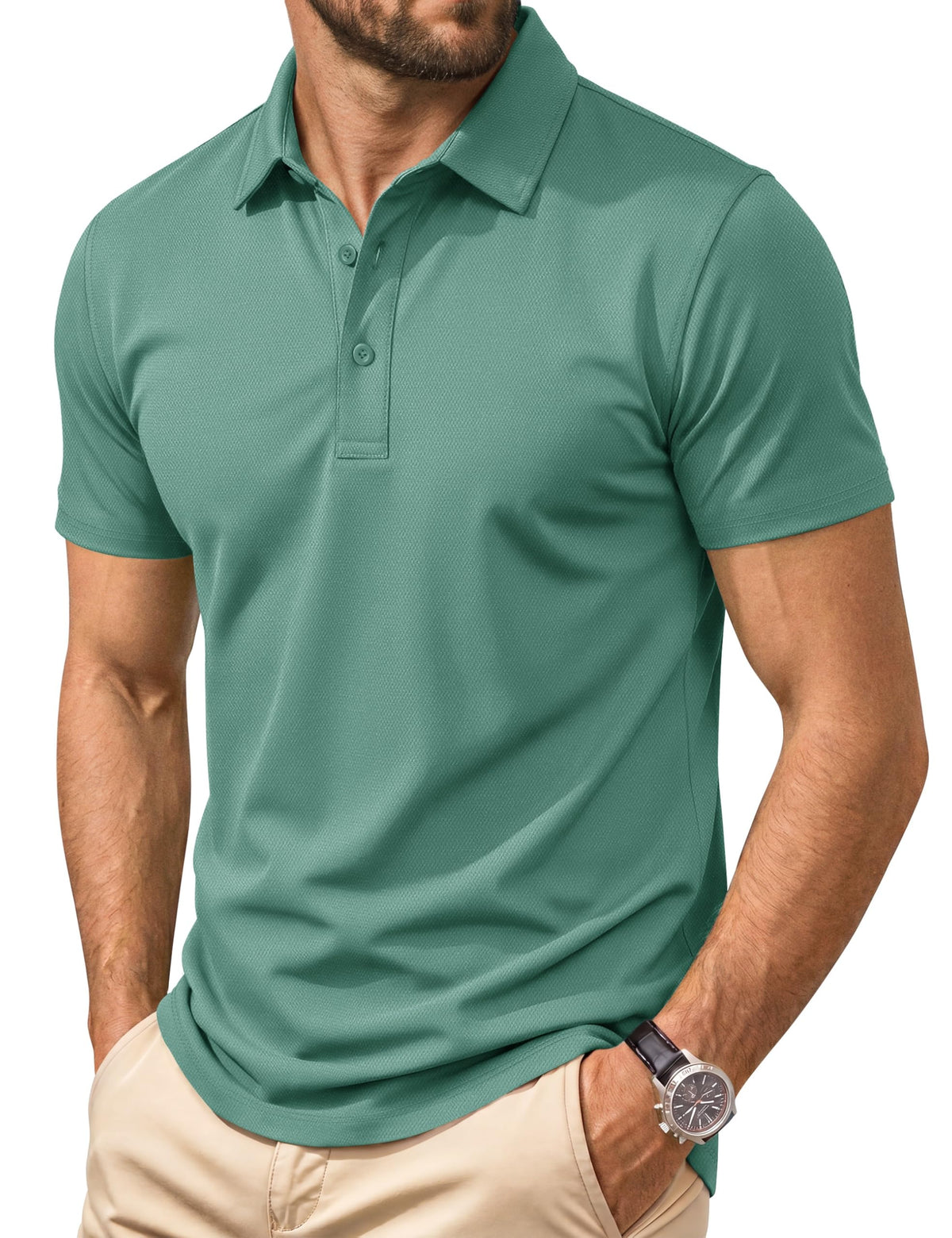 Cotrasen Men's Polo Shirts Short Sleeve Cotton Pique Classic Golf Shirts