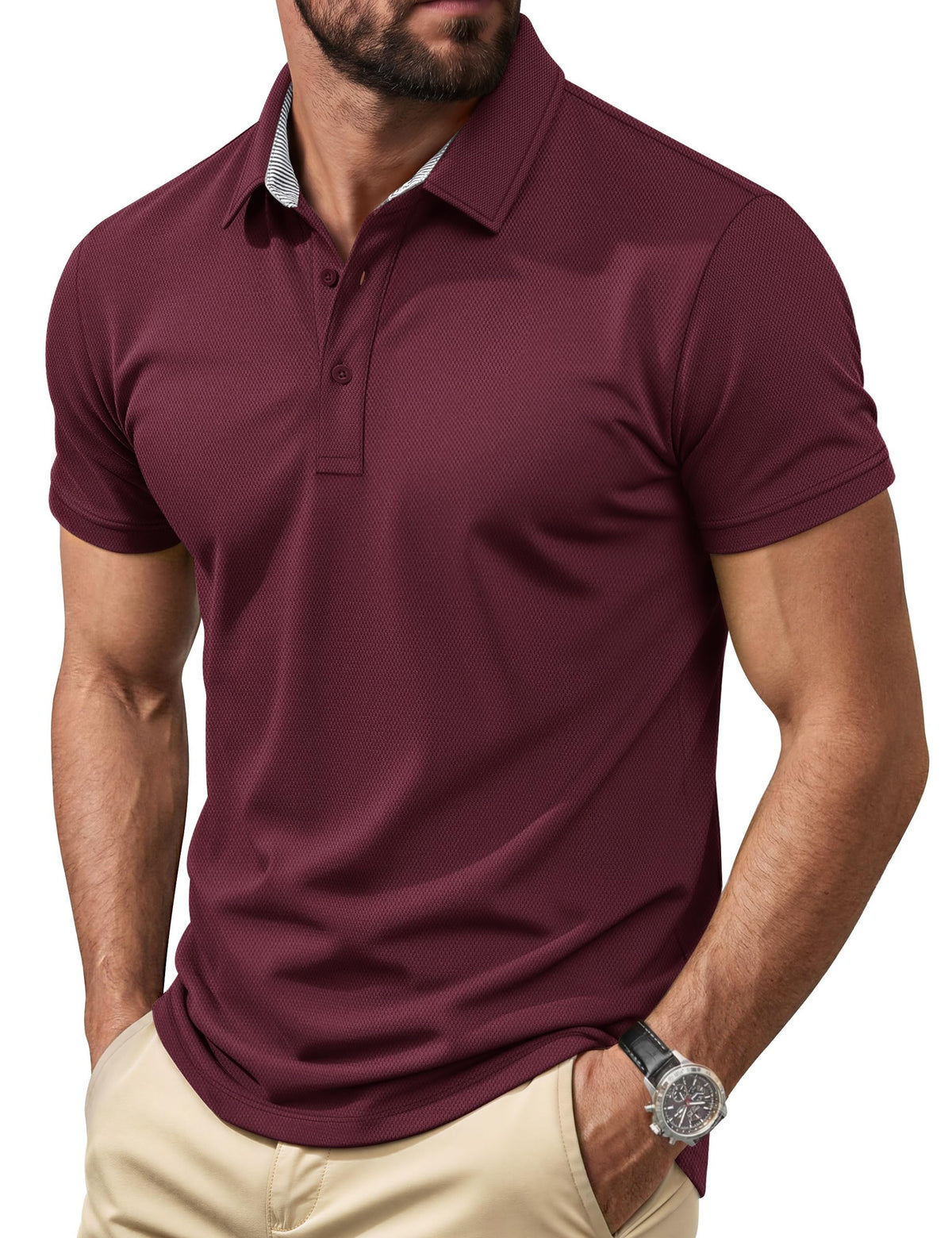Cotrasen Men's Polo Shirts Short Sleeve Classic Fit Cotton Pique Casual Tee