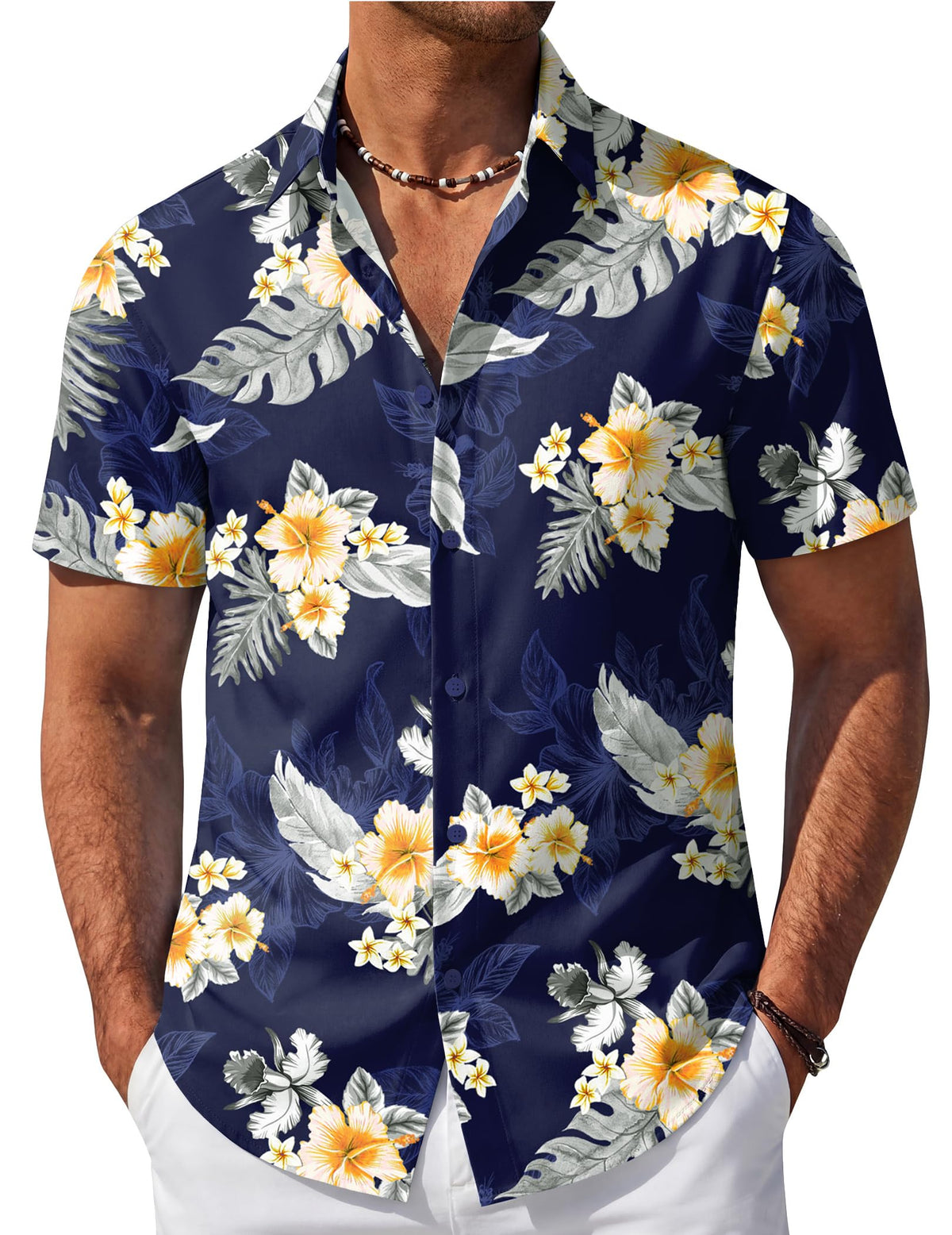 COOFANDY Mens Hawaiian Shirt Short Sleeve Button Down Beach Vacation Shirt Retro Summer Tropical Shirts