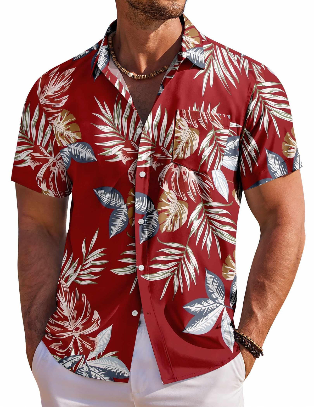 COOFANDY Men's Hawaiian Shirt Short Sleeve Floral Button Down Shirts Tropical Holiday Beach Shirts