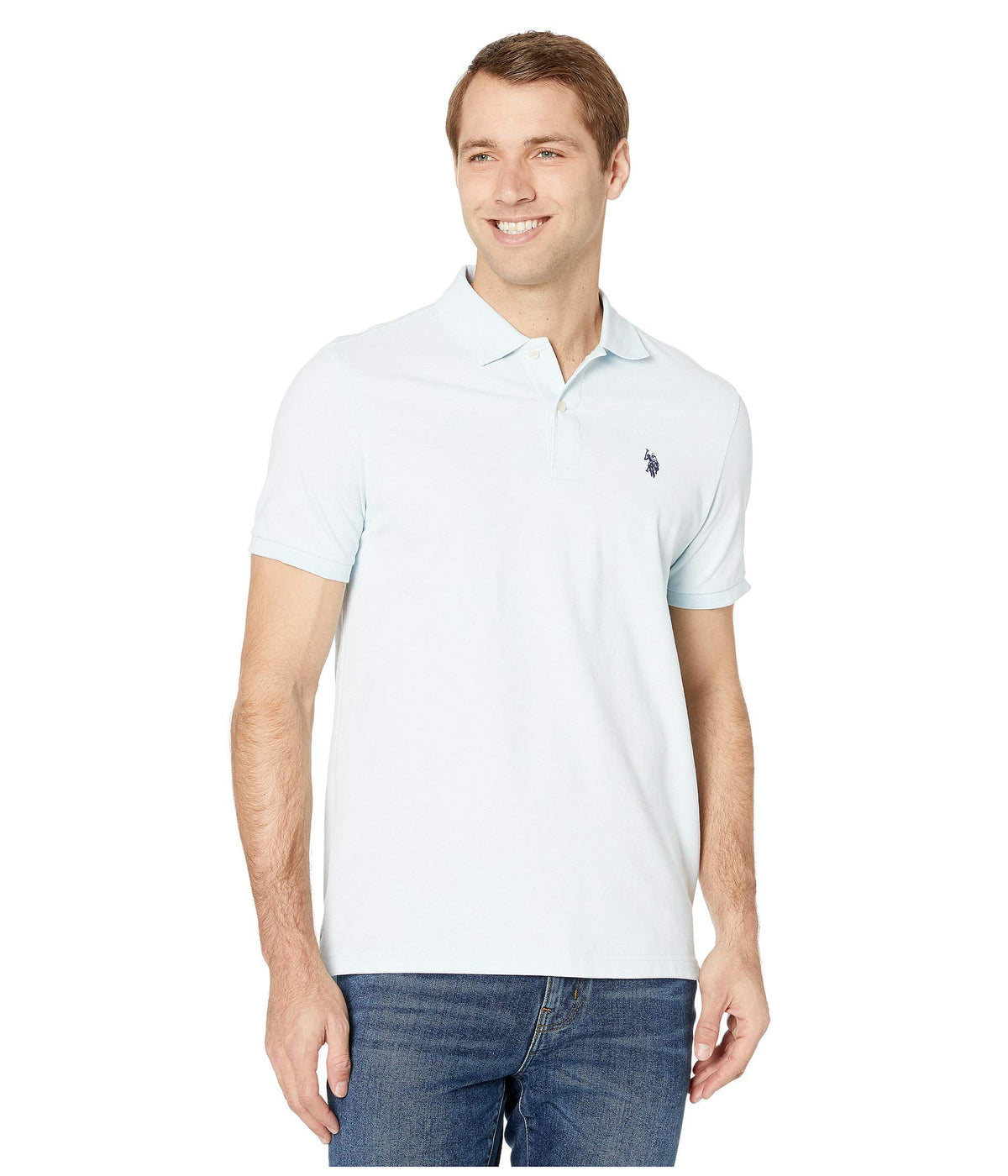 U.S. Polo Assn. Men's Classic Polo Shirt, Two-Button Closure Pique Polo Shirt, Summer Fashion Golf Shirt
