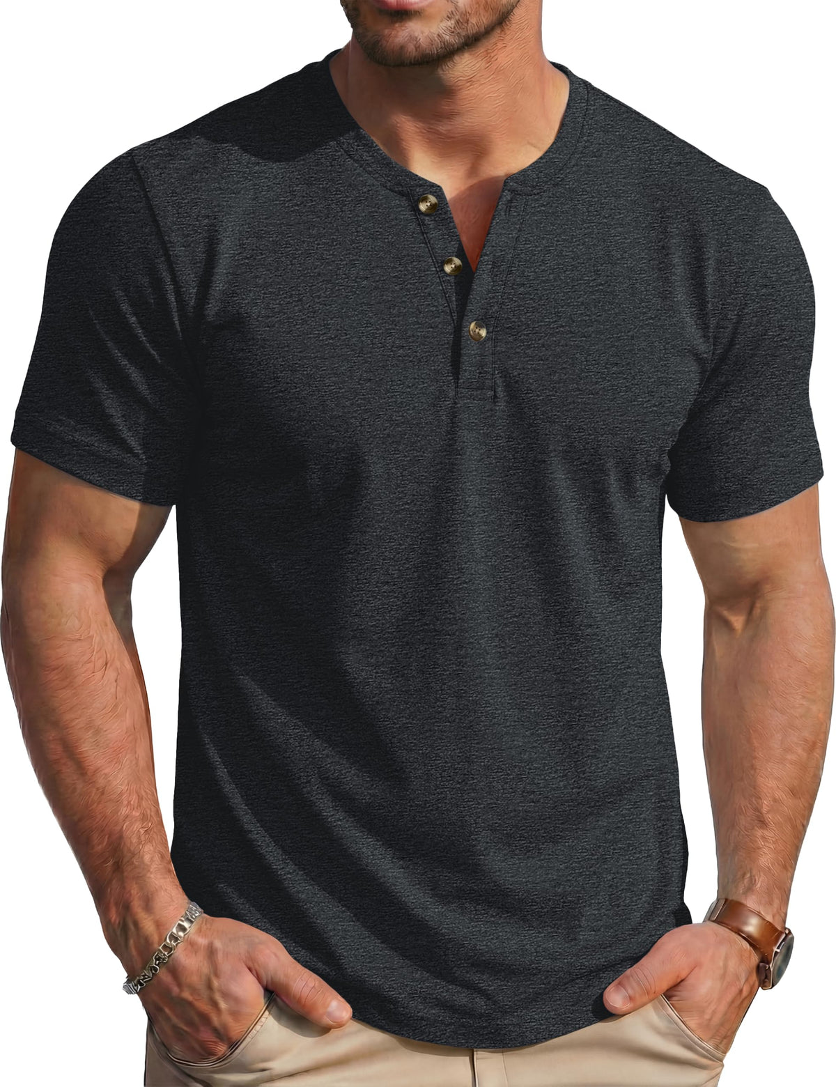 MAGCOMSEN Men's Henley Short Sleeve Shirt Moisture Wicking Lightweight Cotton T-Shirts Casual Summer Basic Tee Shirt