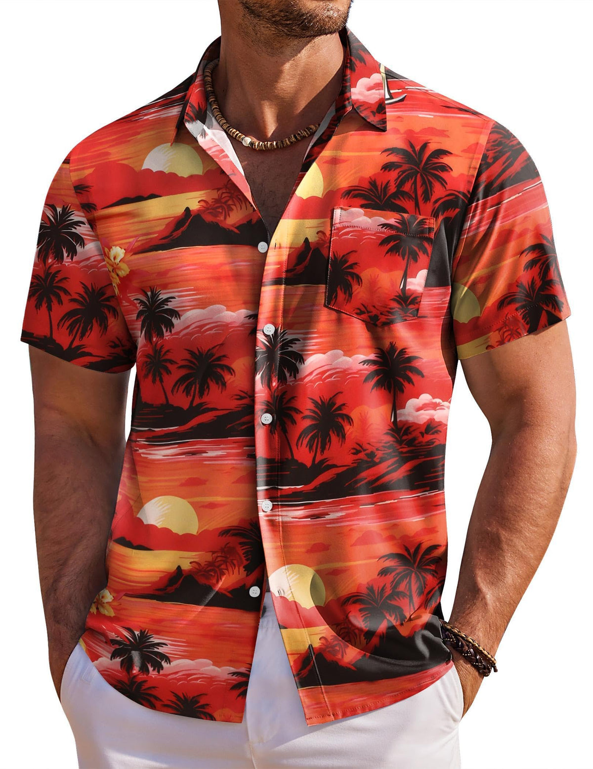 COOFANDY Men's Hawaiian Shirt Short Sleeve Floral Button Down Shirts Tropical Holiday Beach Shirts
