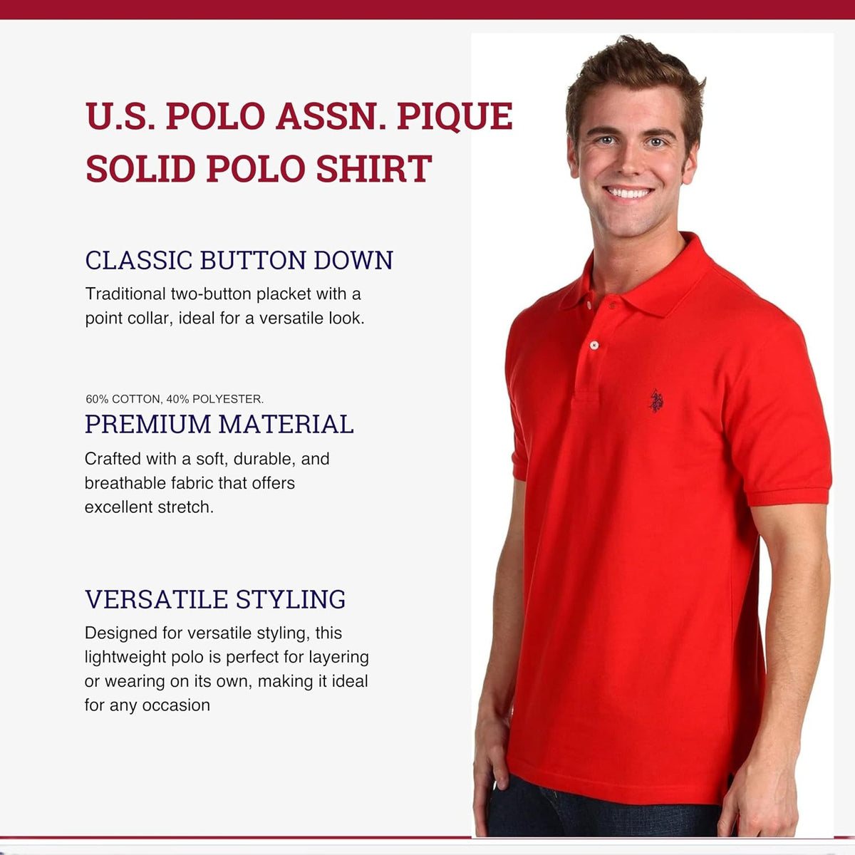 U.S. Polo Assn. 3 Pack Men's Classic Polo Shirt