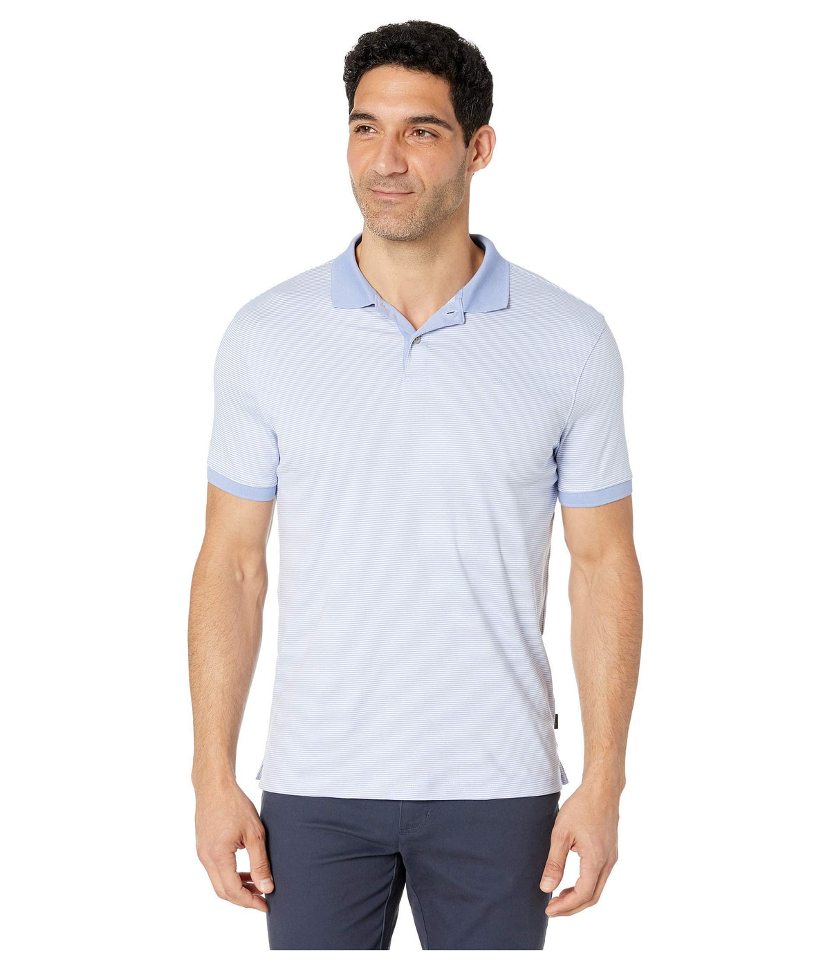 Calvin Klein Men's Liquid Touch Polo Stripe with UV Protection