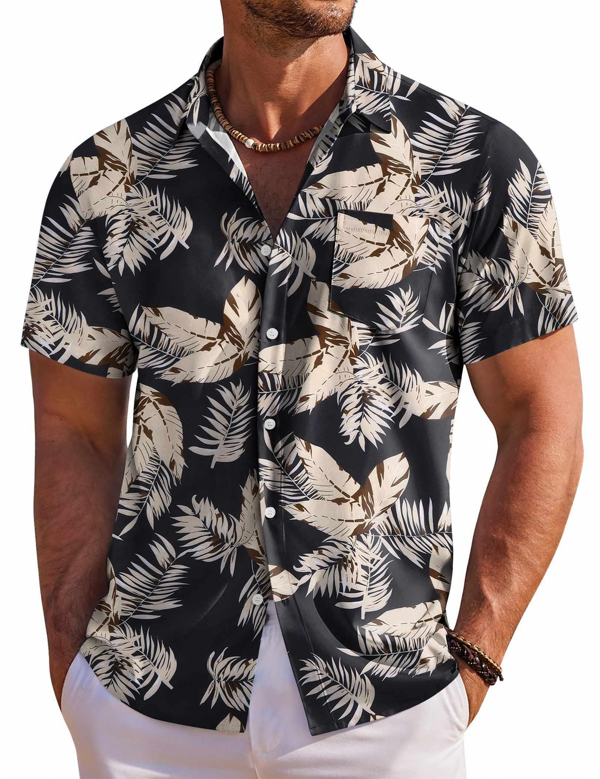 COOFANDY Men's Hawaiian Shirt Short Sleeve Floral Button Down Shirts Tropical Holiday Beach Shirts