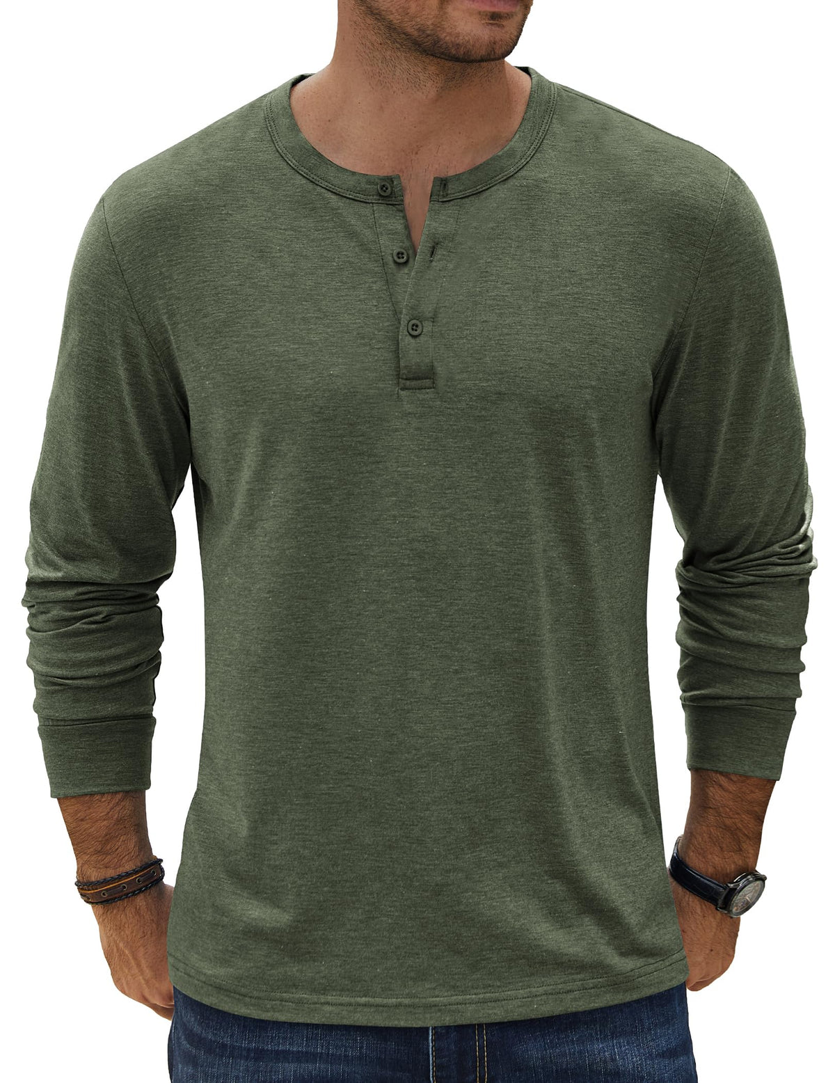 COOFANDY Men's Henley T-Shirt Long Sleeve Casual Lightweight Pullover Shirts Soft Stretch Basic Tees Fall Tops
