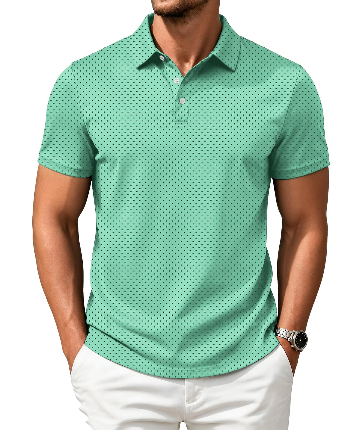 ZITY Mens Golf Shirts Short Sleeve Print Moisture Wicking Polo Shirt