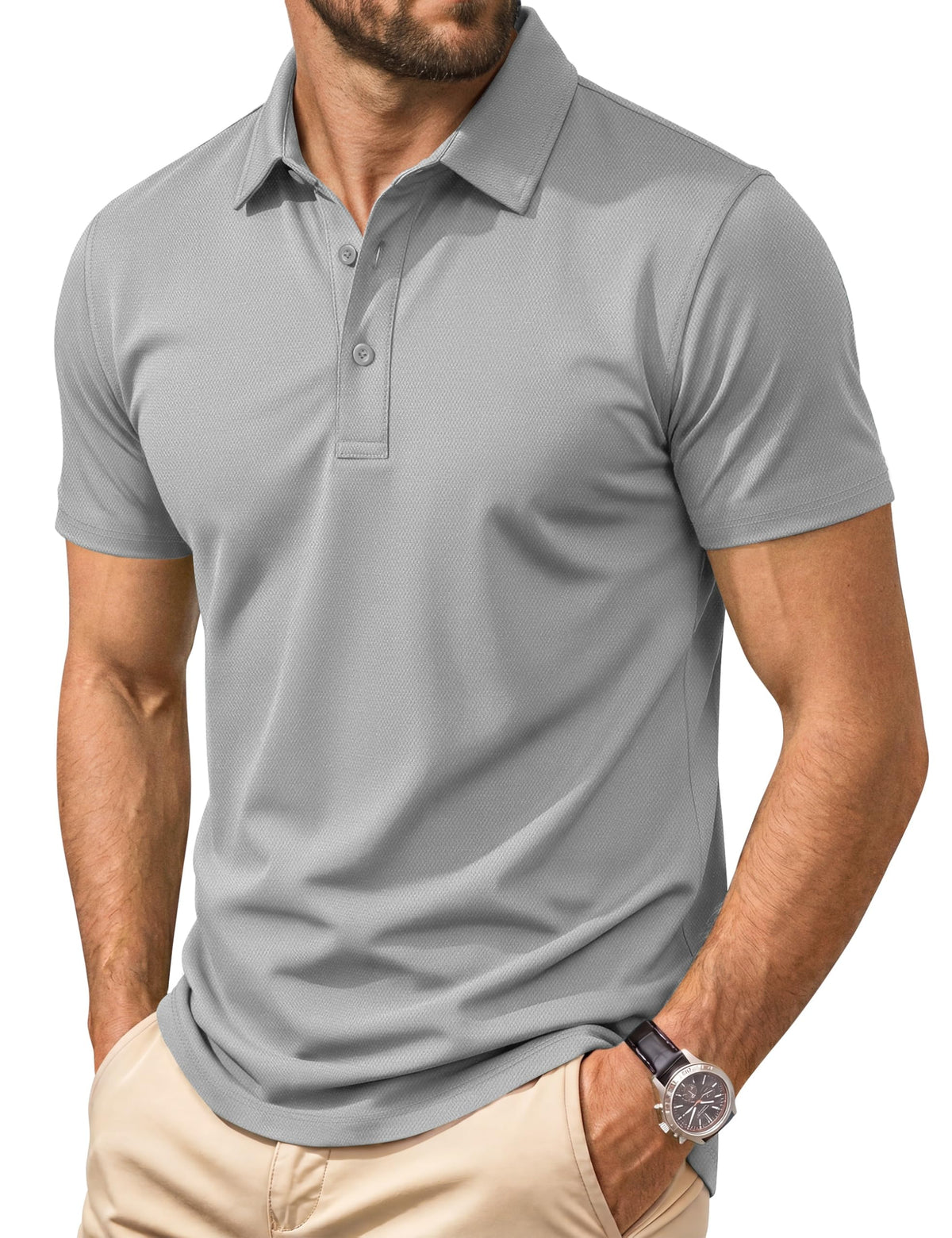 Cotrasen Men's Polo Shirts Short Sleeve Cotton Pique Classic Golf Shirts
