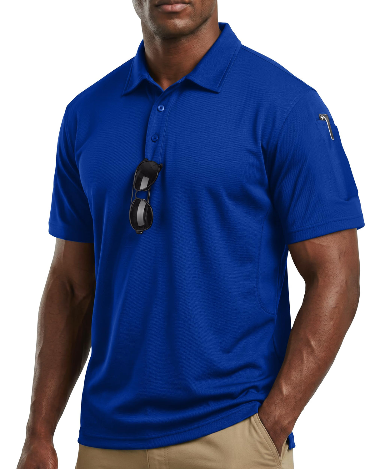 Breathable Pique Jersey Mens Polo Shirt UPF 50+ Quick Dry Performance