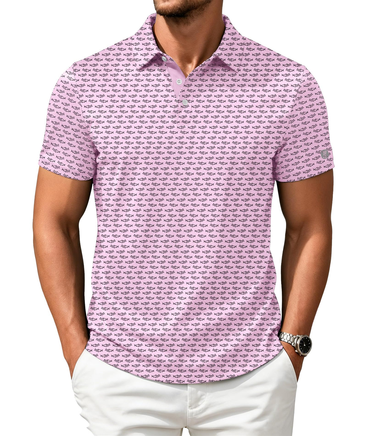 ZITY Mens Golf Shirts Short Sleeve Print Moisture Wicking Polo Shirt