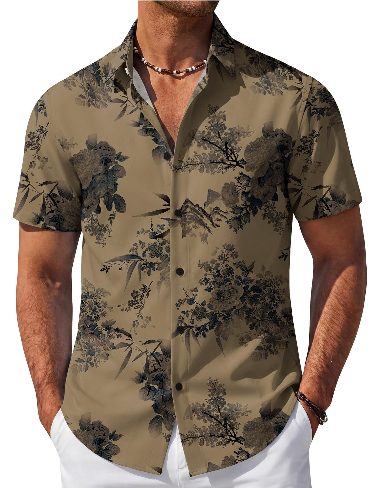 COOFANDY Mens Hawaiian Shirt Short Sleeve Button Down Beach Vacation Shirt Retro Summer Tropical Shirts