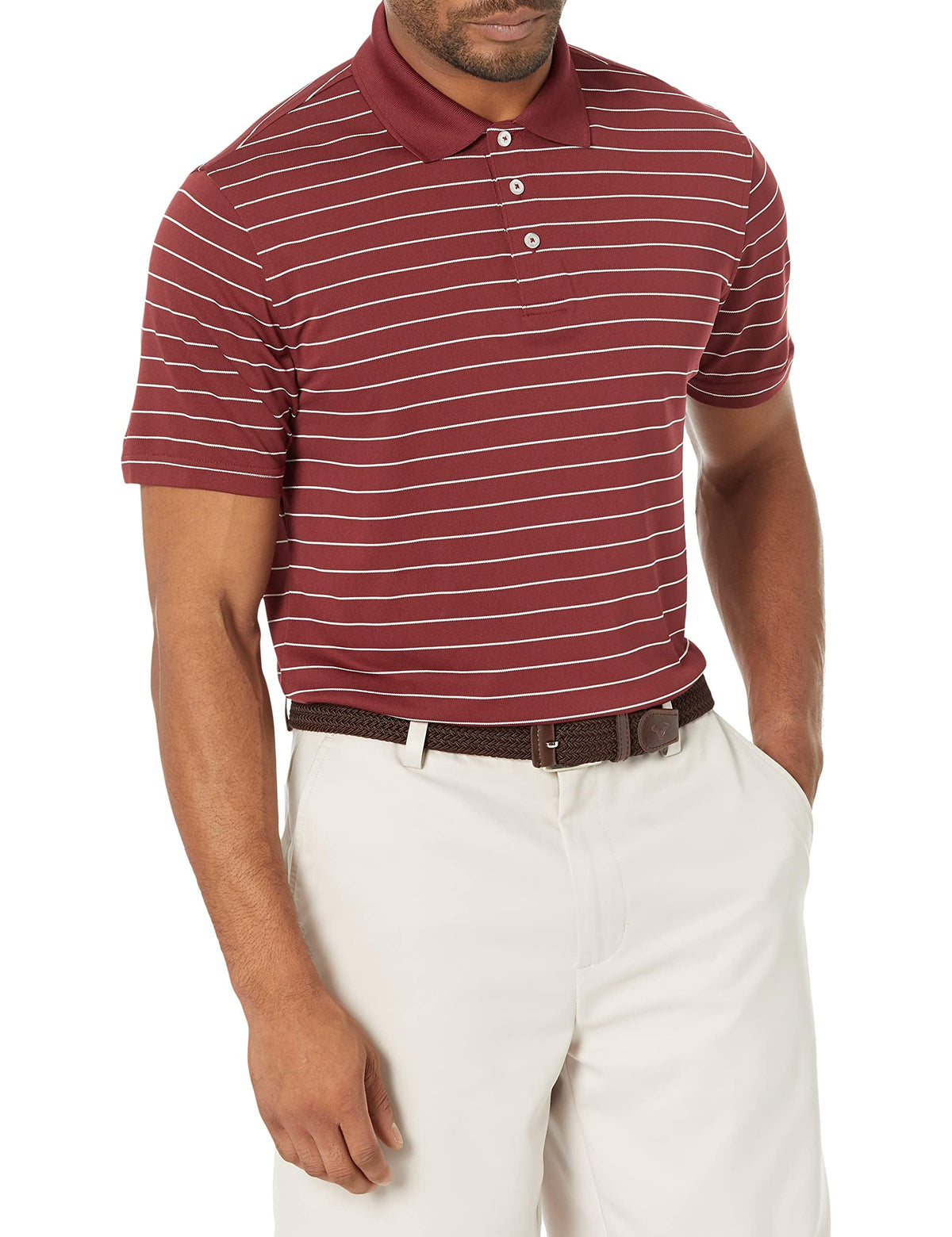 Amazon Essentials Men's Moisture Wicking Golf Polo Shirt, Short Sleeve, Slim-Fit, Quick-Dry, Active Wear