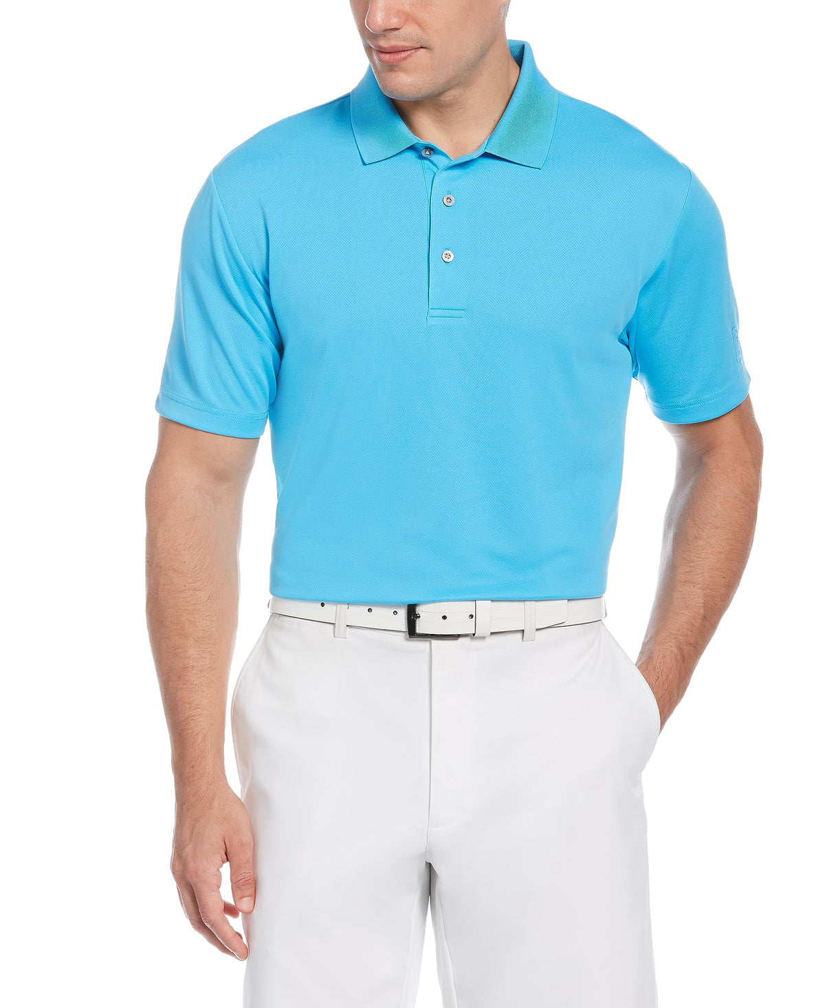 PGA Tour Men's Airflux Solid Mesh Short Sleeve Classic Golf Polo Shirt