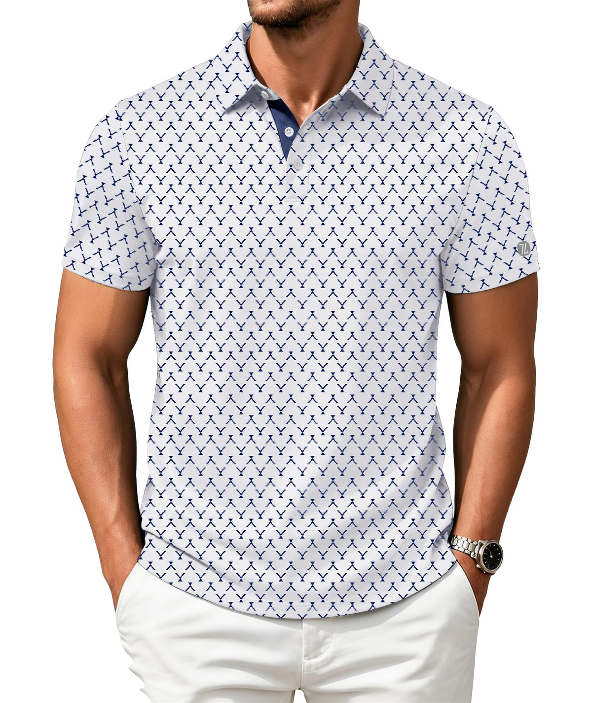 ZITY Mens Golf Shirts Short Sleeve Print Moisture Wicking Polo Shirt