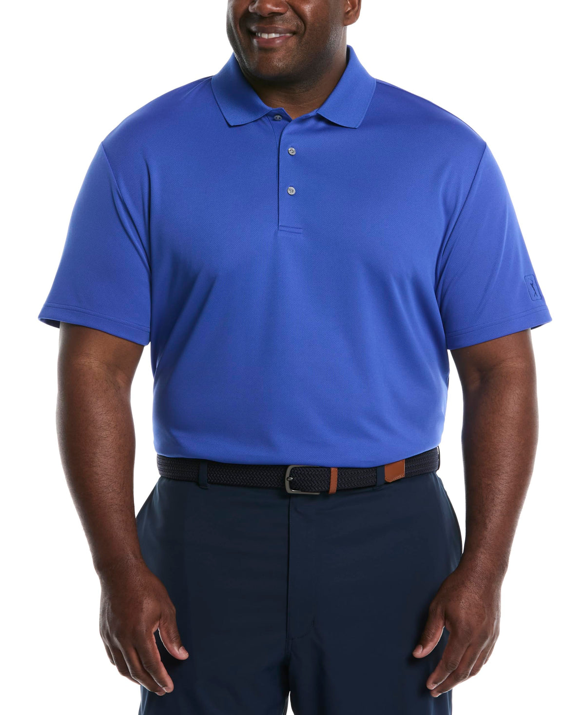 PGA Tour Men's Airflux Solid Mesh Short Sleeve Classic Golf Polo Shirt
