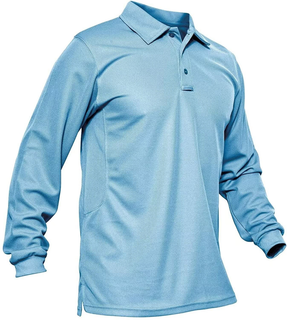 MAGCOMSEN Men's Polo Shirts 3 Button Quick Dry Performance Long Sleeve Tactical Shirts Pique Jersey Golf Shirt