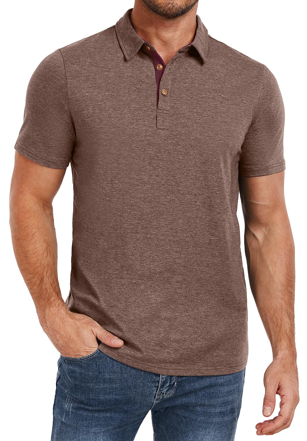 PEGENO Mens Polo Shirts Short Sleeve Casual Cotton Golf Shirts Performance Polo Shirts for Men