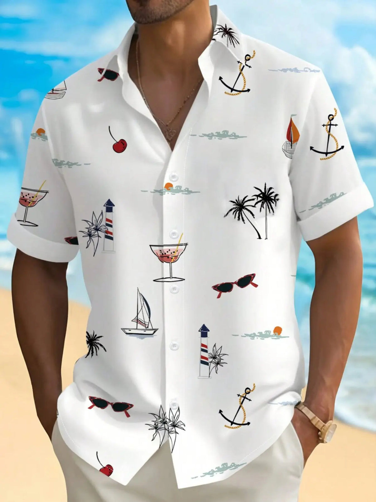 Summer Clearance Sale Shirts: Men's breathable and soft Short button-down collar shirts, made of breathable and cool fabric, suitable for beach vacations, pool parties, and everyday casual wear.