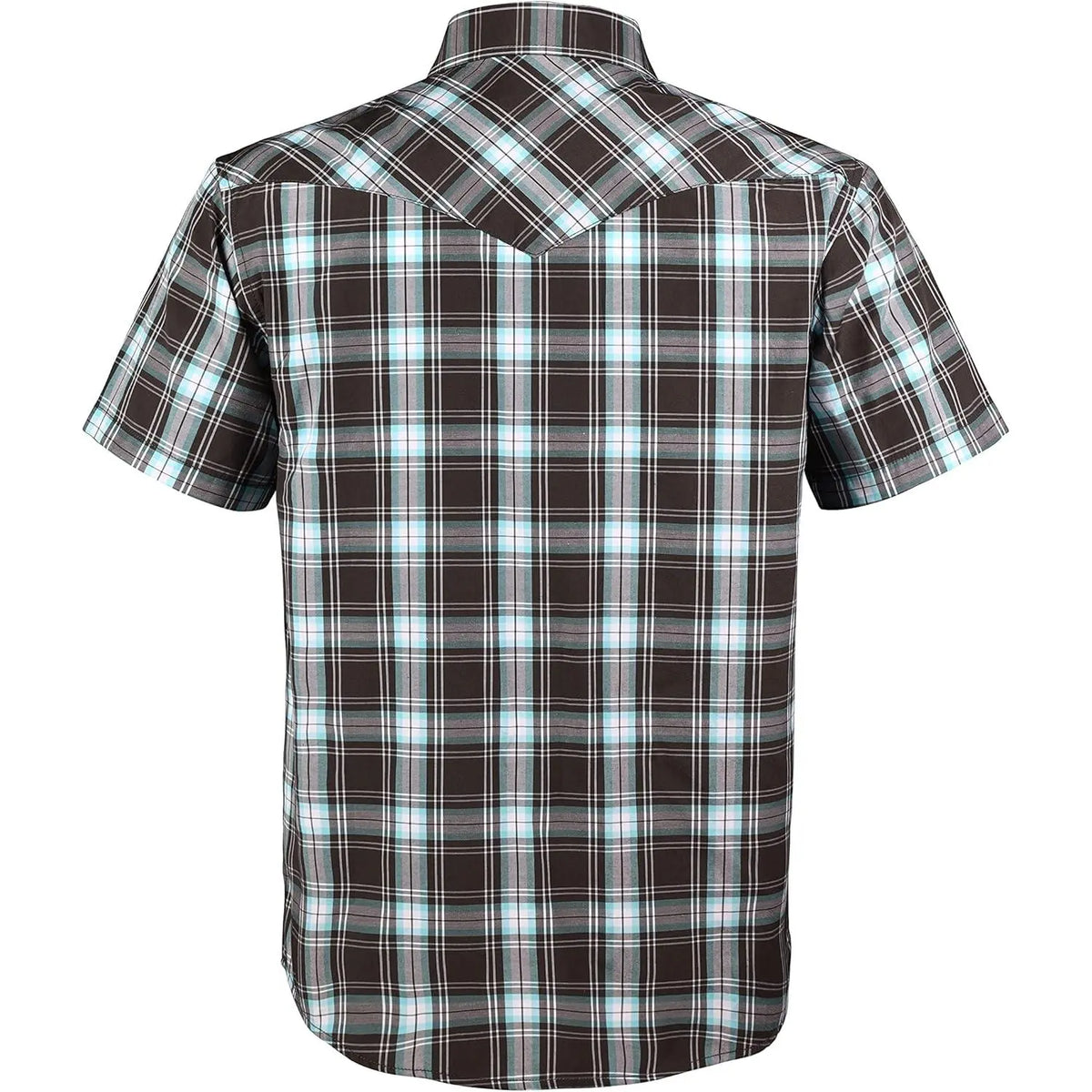 COEVALS CLUB Men's Casual Western Plaid Shortsleeve Cowboy Shirt - Durable Polyester-Cotton Blend Work Top, Breathable Lightweight, Pearl Snap Buttons, Western Style Wardrobe Staples for Summer Vacation, Wild West Outdoors