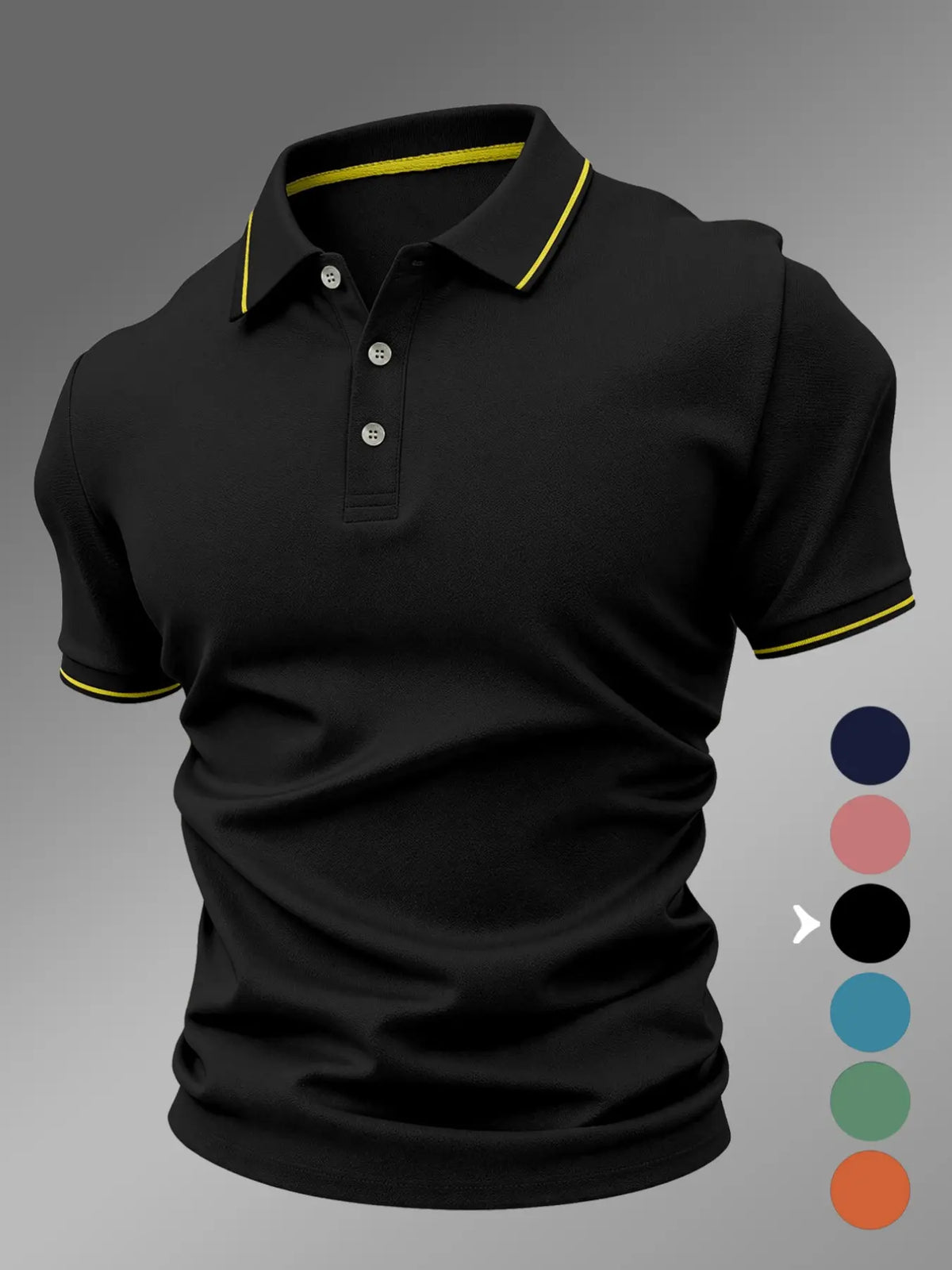 New Men's Polo Shirt 2026, Polo Style Elastic Casual Geometric Pattern, Fitted Comfortable Breathable Summer Polos, All-Season High-Quality Polo Top, Menswear