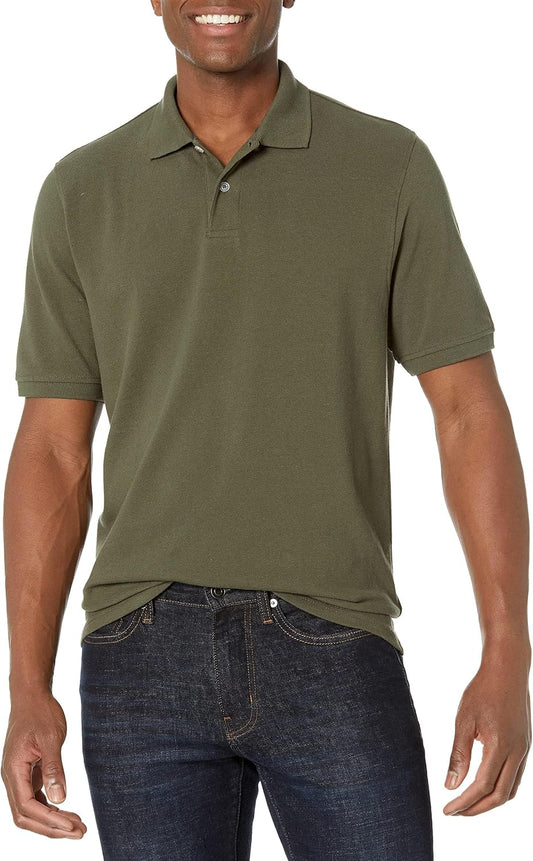 Amazon Essentials Men's Regular-Fit Cotton Pique Polo Shirt, Short Sleeve (Available in Big & Tall)
