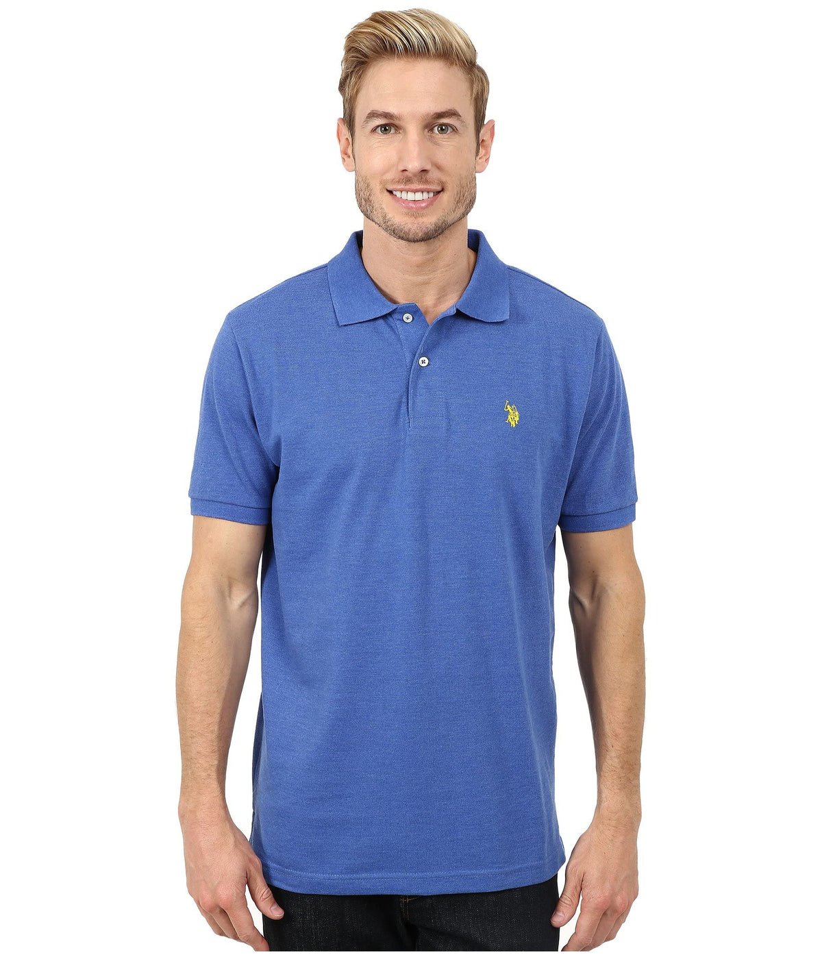 U.S. Polo Assn. Men's Classic Polo Shirt, Two-Button Closure Pique Polo Shirt, Summer Fashion Golf Shirt