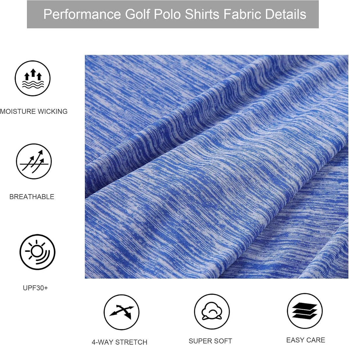 Alex Vando Mens Golf Shirt Moisture Wicking Quick-Dry Short Sleeve Polo