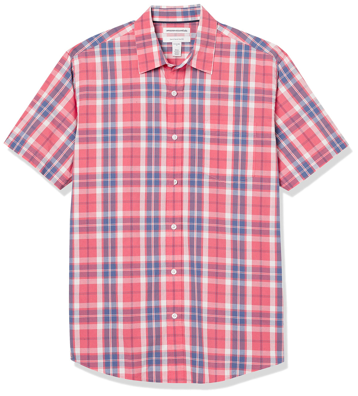 Amazon Essentials Men's Regular-Fit Short-Sleeve Poplin Shirt, Collared, Washed