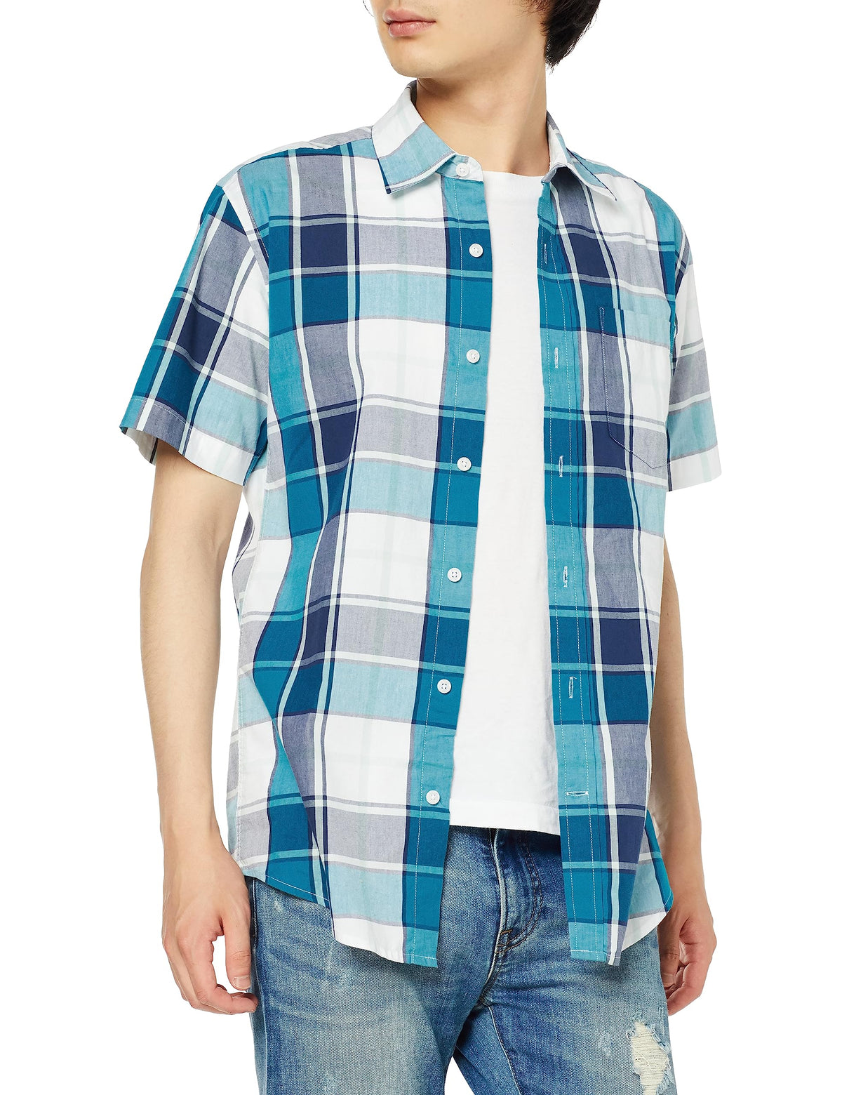 Amazon Essentials Men's Regular-Fit Short-Sleeve Poplin Shirt, Collared, Washed