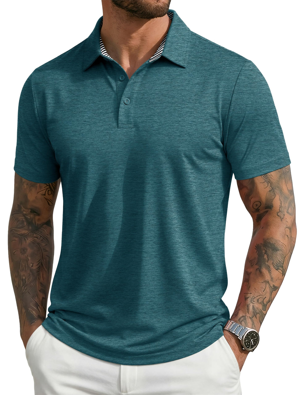 MAGCOMSEN Men's Short Sleeve Polo Golf Shirts 3-Button Moisture Wicking Athletic T-Shirts Casual Collared Shirt