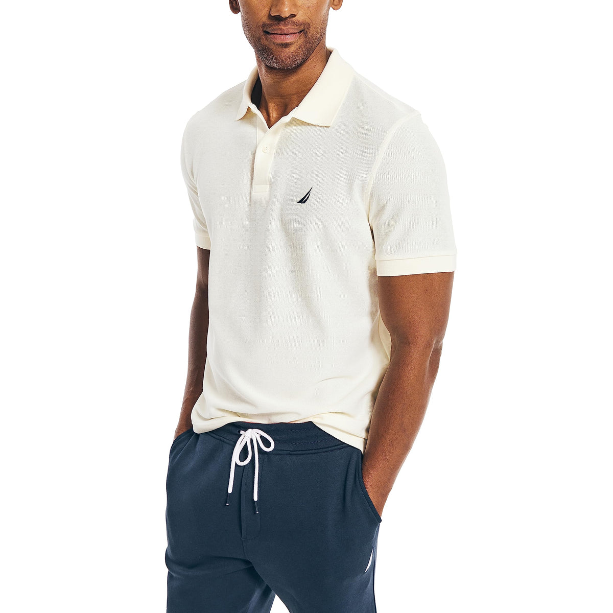 Nautica Men's Classic Short Sleeve Solid Performance Deck Polo Shirt