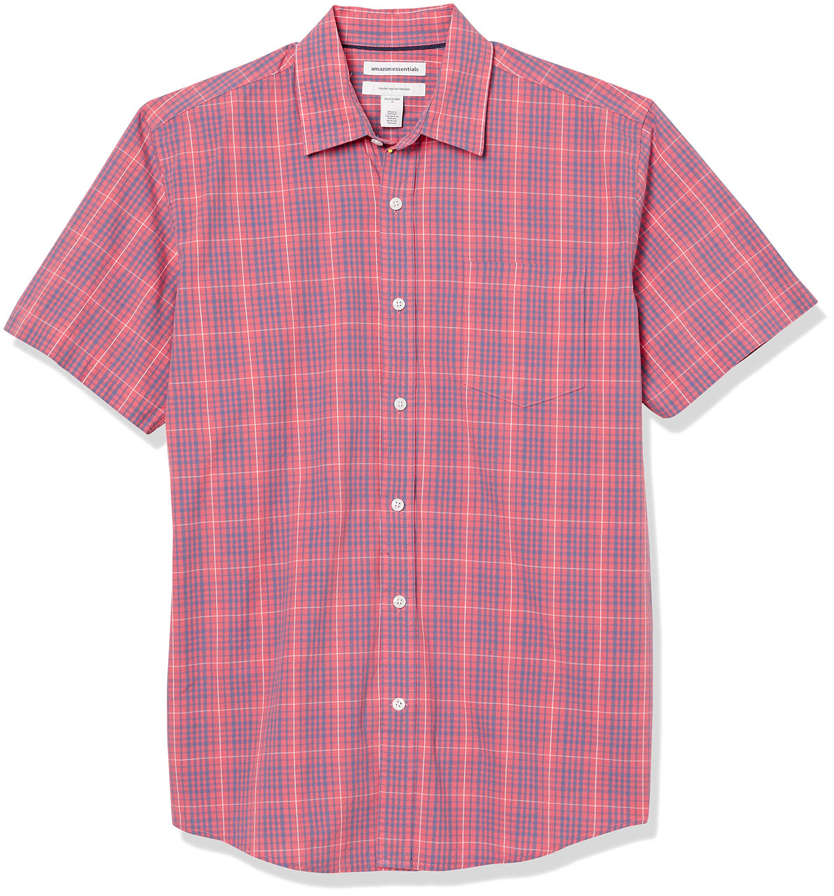 Amazon Essentials Men's Regular-Fit Short-Sleeve Poplin Shirt, Collared, Washed