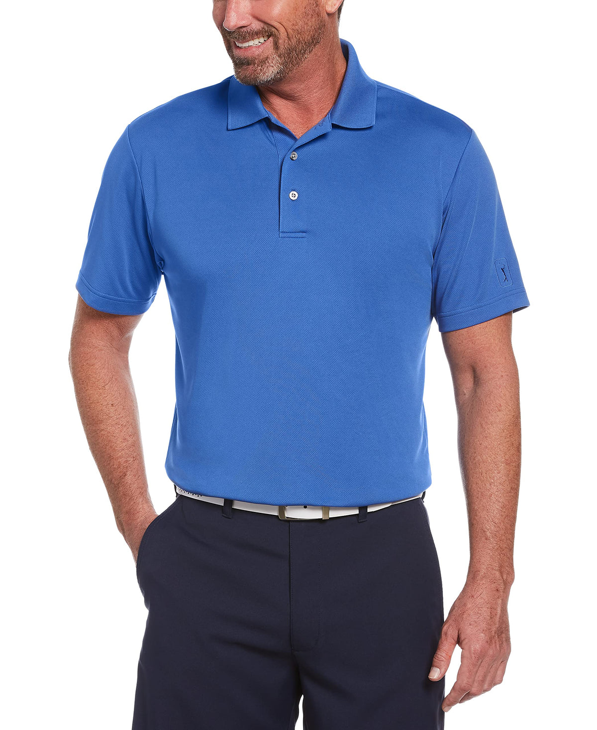 PGA Tour Men's Airflux Solid Mesh Short Sleeve Classic Golf Polo Shirt