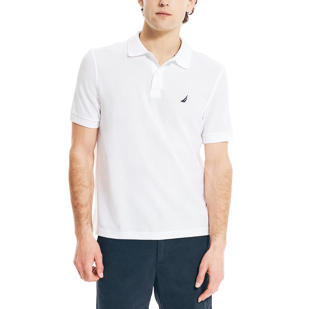 Nautica Men's Classic Short Sleeve Solid Performance Deck Polo Shirt