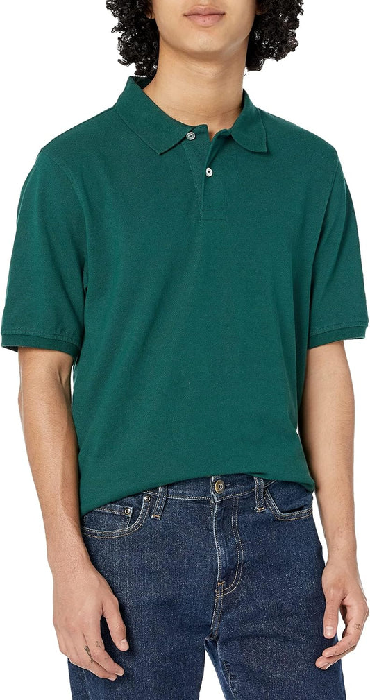 Amazon Essentials Men's Regular-Fit Cotton Pique Polo Shirt, Short Sleeve (Available in Big & Tall)