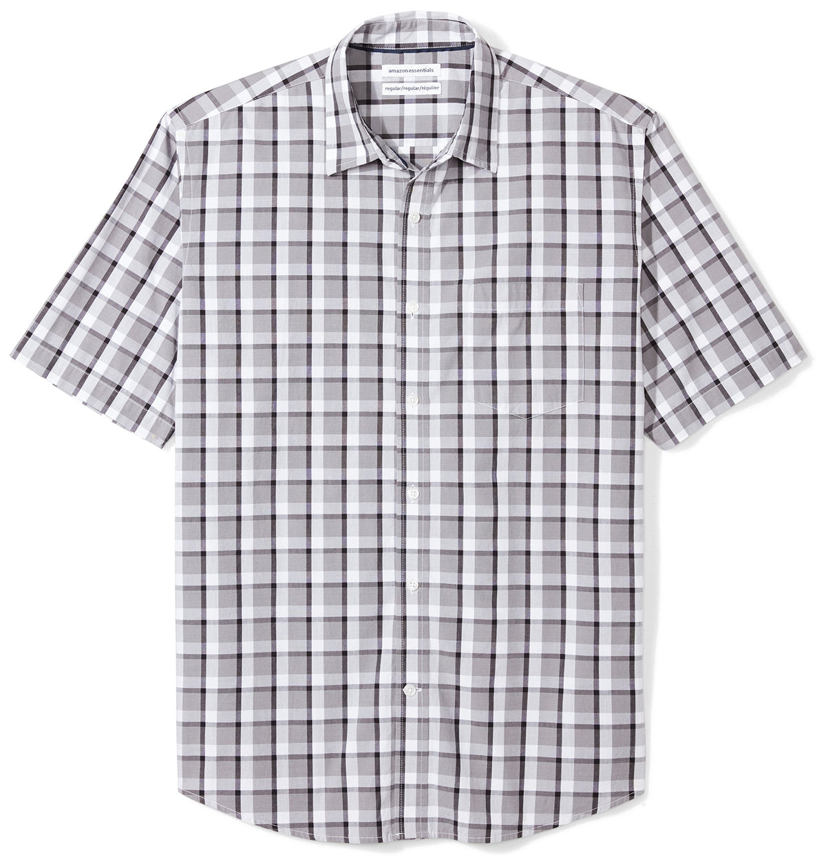Amazon Essentials Men's Regular-Fit Short-Sleeve Poplin Shirt, Collared, Washed