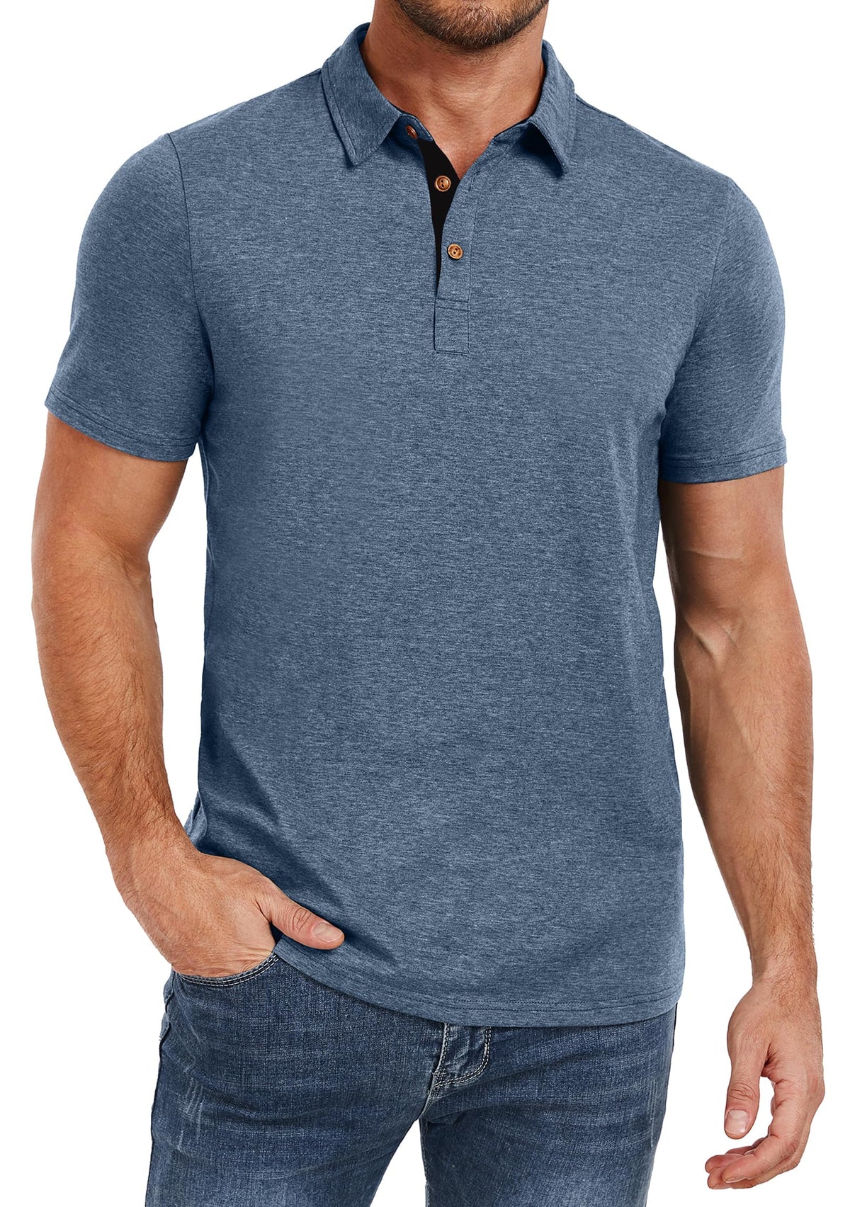 PEGENO Mens Polo Shirts Short Sleeve Casual Cotton Golf Shirts Performance Polo Shirts for Men