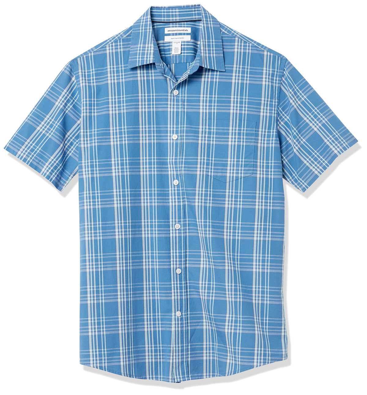 Amazon Essentials Men's Regular-Fit Short-Sleeve Poplin Shirt, Collared, Washed