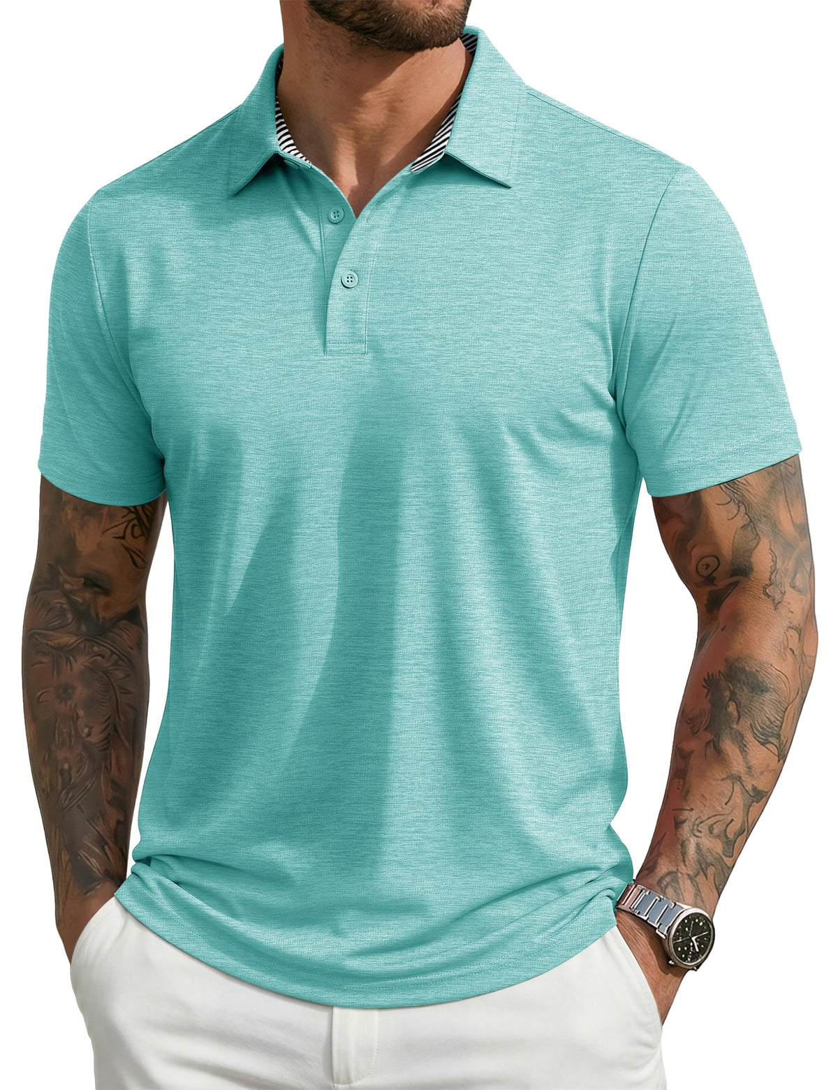 MAGCOMSEN Men's Short Sleeve Polo Golf Shirts 3-Button Moisture Wicking Athletic T-Shirts Casual Collared Shirt