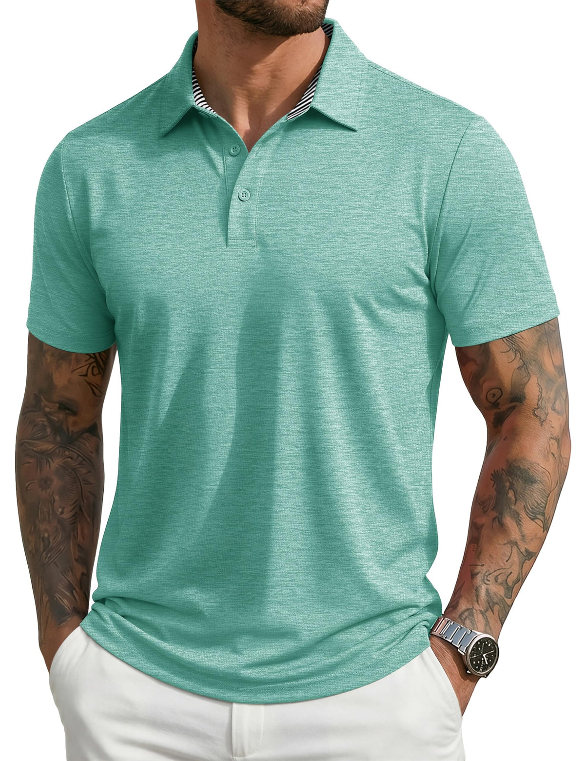 MAGCOMSEN Men's Short Sleeve Polo Golf Shirts 3-Button Moisture Wicking Athletic T-Shirts Casual Collared Shirt